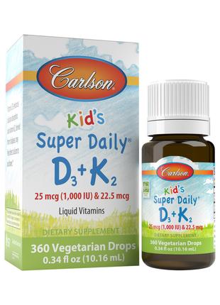 Вітаміни та мінерали Carlson Labs Kid's Super Daily D3+K2, 10....