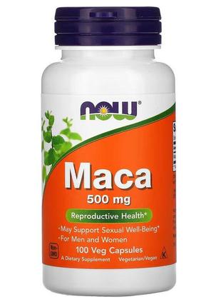 Натуральная добавка NOW Maca 500 mg, 100 вегакапсул
