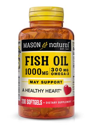 Жирні кислоти Mason Natural Fish Oil 1000 mg Omega 300 mg, 200...