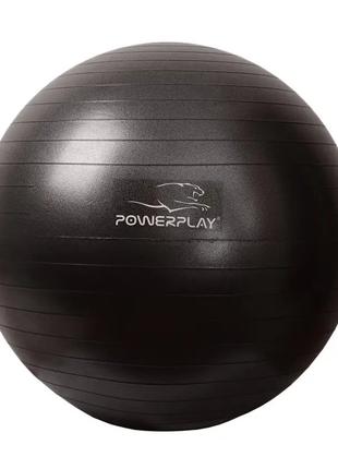 М'яч для фітнесу PowerPlay 4001 із насосом, 65 см, Black