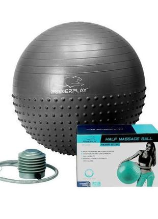 Мяч для фитнеса PowerPlay 4003 с насосом, 75 см, Dark Grey