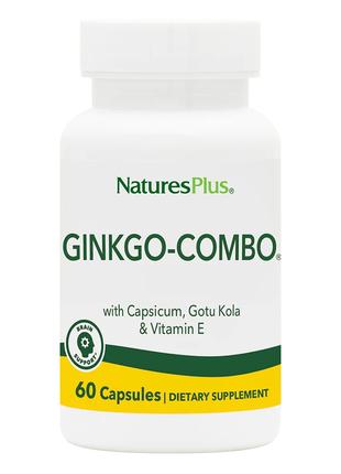 Натуральная добавка Natures Plus Ginkgo-Combo, 60 вегакапсул