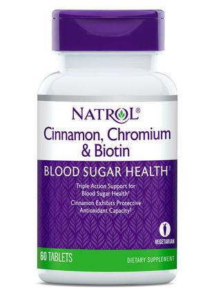 Натуральная добавка Natrol Cinnamon Chromium & Biotin, 60 табл...