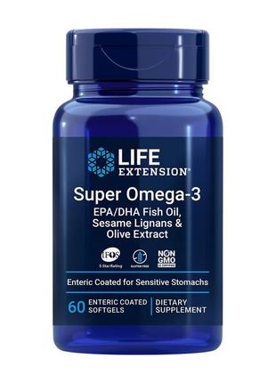 Жирные кислоты Life Extension Super Omega-3 Enteric Coated, 60...