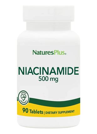 Витамины и минералы Natures Plus Niacinamide 500 mg, 90 таблеток