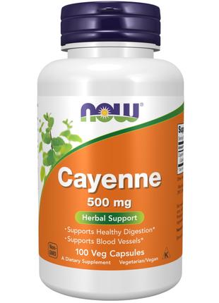 Натуральная добавка NOW Cayenne 500 mg, 100 вегакапсул