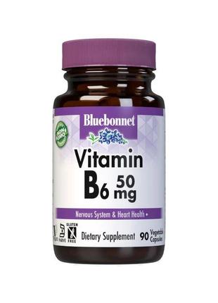 Витамины и минералы Bluebonnet Vitamin B6 50 mg, 90 вегакапсул