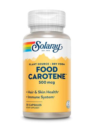Витамины и минералы Solaray Food Carotene 500 mcg, 30 капсул
