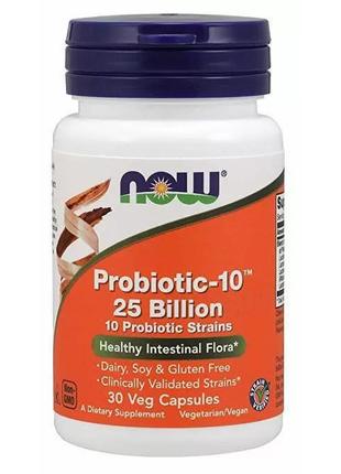 Пробиотики и пребиотики NOW Probiotic-10 25 billion, 30 вегака...