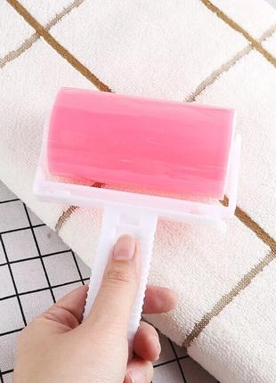 Многоразовый липкий ролик для чистки одежды Semi с чехлом, Pink