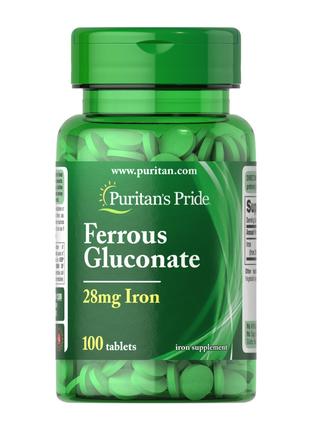 Витамины и минералы Puritan's Pride Ferrous Gluconate, 100 таб...