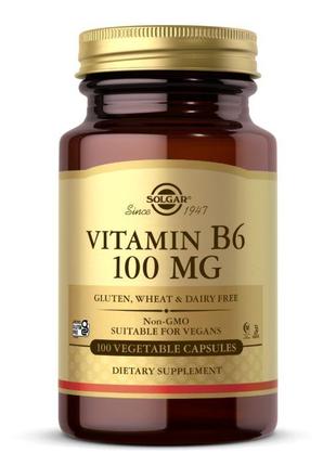 Витамины и минералы Solgar Vitamin B6 100 mg, 100 вегакапсул