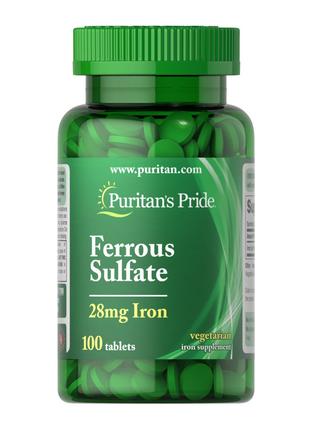 Витамины и минералы Puritan's Pride Iron Ferrous Sulfate 28 mg...