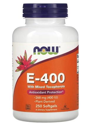 Витамины и минералы NOW Vitamin E-400 with Mixed Tocopherols, ...