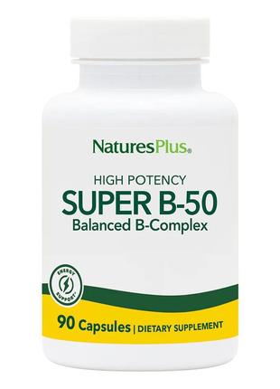 Витамины и минералы Natures Plus Super B-50, 90 вегакапсул