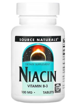 Вітаміни та мінерали Source Naturals Niacin 100 mg, 250 таблеток