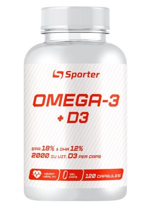 Жирные кислоты Sporter Omega 3 + D3, 120 капсул