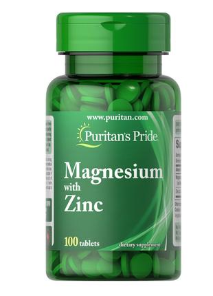 Витамины и минералы Puritan's Pride Magnesium with Zinc, 100 т...