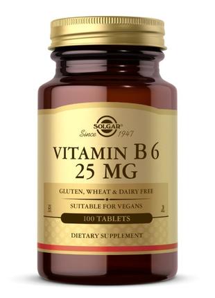 Витамины и минералы Solgar Vitamin B6 25 mg, 100 таблеток