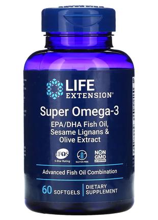 Жирні кислоти Life Extension Super Omega-3, 60 капсул