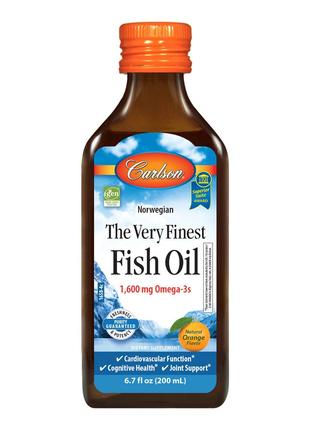 Жирні кислоти Carlson Labs The Very Finest Fish Oil, 200 мл Ап...