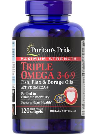 Жирные кислоты Puritan's Pride Triple Omega 3-6-9 Fish, Flax &...