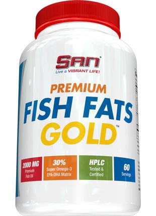 Жирные кислоты SAN Premium Fish Fats Gold, 60 капсул