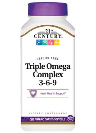 Жирные кислоты 21st Century Triple Omega Complex 3-6-9, 90 капсул