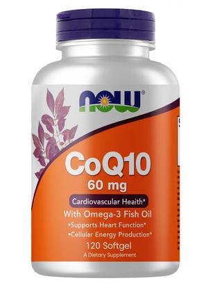 Натуральная добавка NOW CoQ-10 60 mg with Omega-3 Fish Oil, 12...