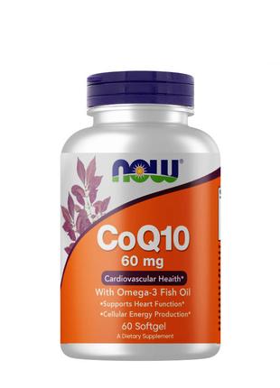 Натуральная добавка NOW CoQ-10 60 mg with Omega-3 Fish Oil, 60...