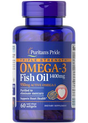 Жирні кислоти Puritan's Pride Triple Strength Omega 3 Fish Oil...