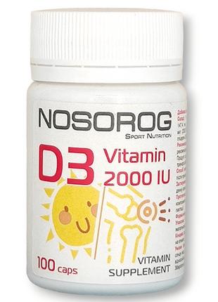 Витамины и минералы Nosorog Vitamin D3 2000 IU, 100 капсул