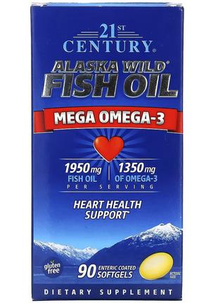Жирные кислоты 21st Century Alaska Wild Fish Oil Mega Omega-3,...