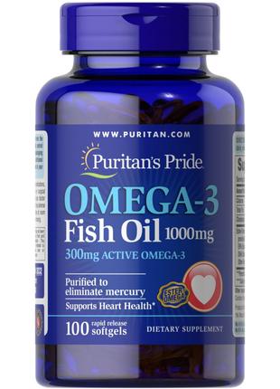Жирні кислоти Puritan's Pride Omega 3 Fish Oil 1000 mg, 100 ка...