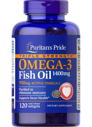 Жирные кислоты Puritan's Pride Triple Strength Omega 3 Fish Oi...
