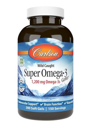 Жирні кислоти Carlson Labs Wild Caught Super Omega-3 Gems 1200...