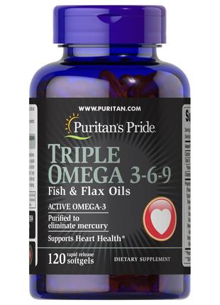 Жирные кислоты Puritan's Pride Triple Omega 3-6-9 Fish, Flax O...