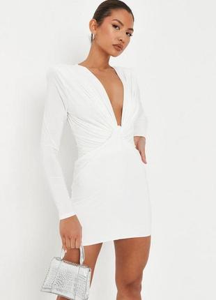 Шикарное белое платье с плечиками/платье