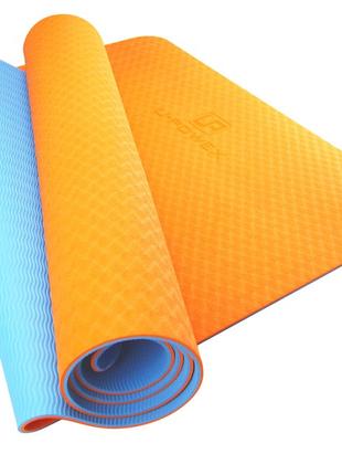 Коврик для йоги и фитнеса U-POWEX TPE Yoga mat Orange/Blue (18...