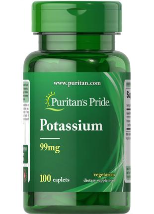 Витамины и минералы Puritan's Pride Potassium 99 mg, 100 каплет
