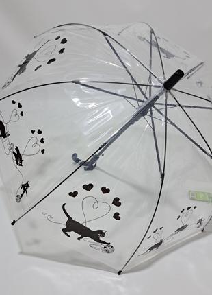 Детский зонтик Rain Proof прзрачный с кошками #1022