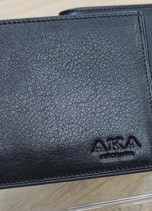 Бумажник кожаный мужской бумажник черный AKA Deri (Турция)
