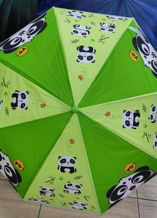 .Зонт детский трость зеленый с красивым рисунком