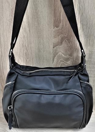 Женская сумка наплечная черная болоньевая (Турция)