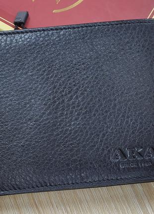 Кожаное портмоне мужское черное фирмы AKA Deri (Турция)