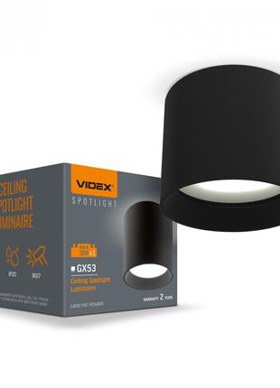 Світильник VIDEX під лампу GX53 накладний Чорний VL-SPF15A-B
