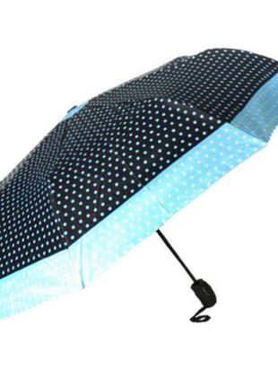 Зонтик полуавтоматический "Горошек", голубой