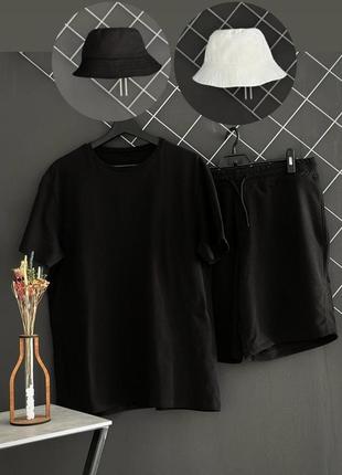 Шорты чорні + футболка чорна + панама (панама чорна або біла)