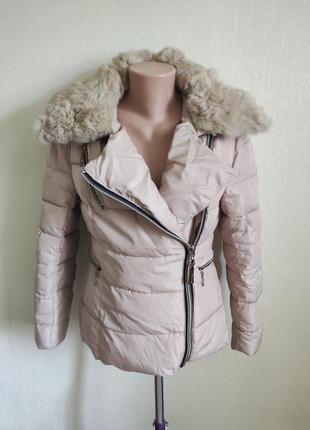 Женская демисезонная курточка с натуральным мехом