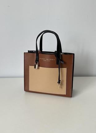 Коричневая кожаная сумка mini grind colorblock coffee truffle ...